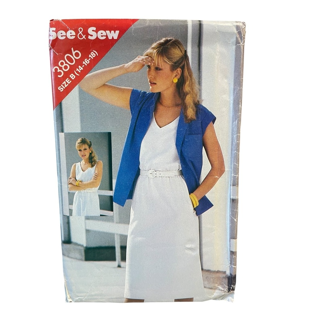 Butterick 3806 Jacket Dress Sewing Pattern Size 14-18 Vintage